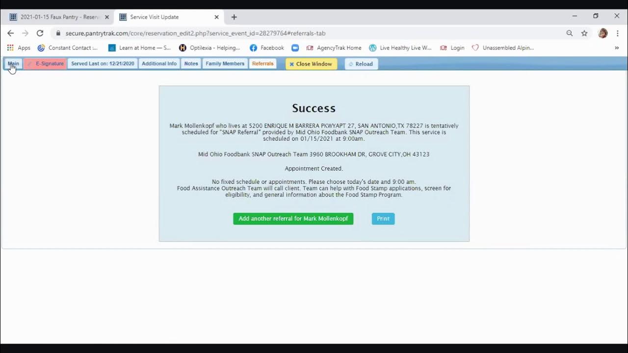 How to Schedule a SNAP Referral in Pantry Trak YouTube