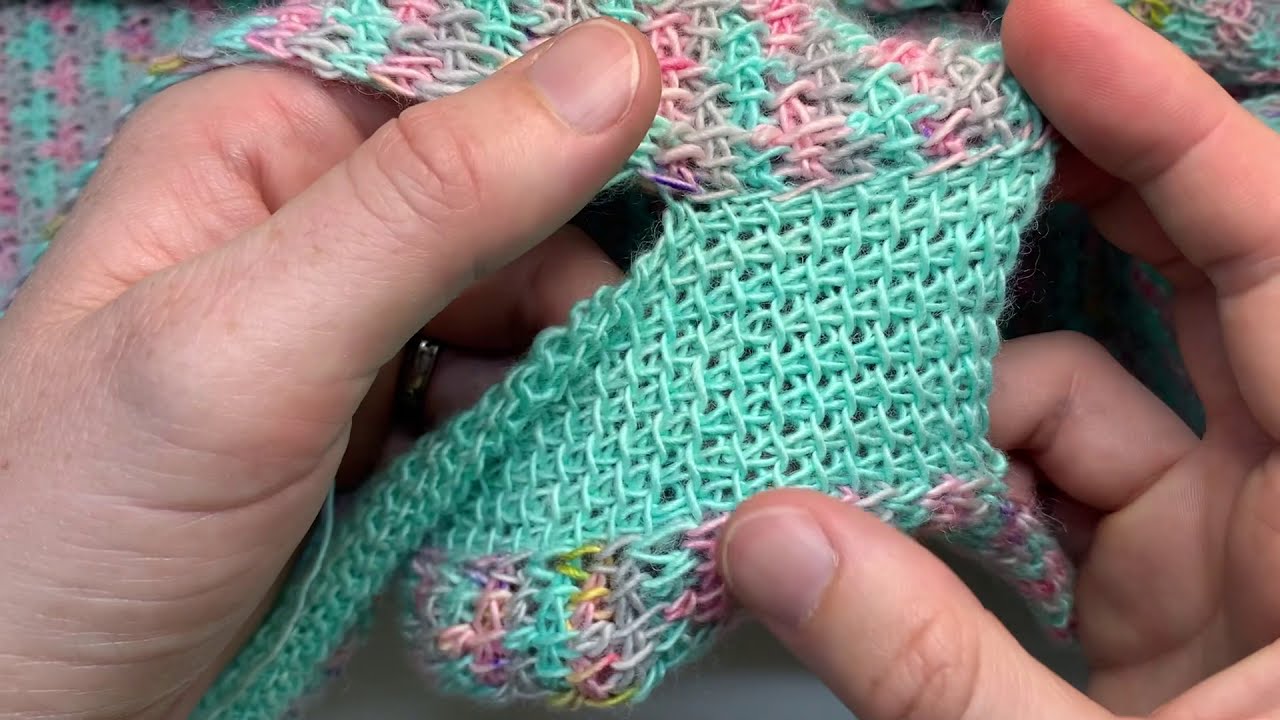 Sew a Tunisian crochet seam - perpendicular pieces