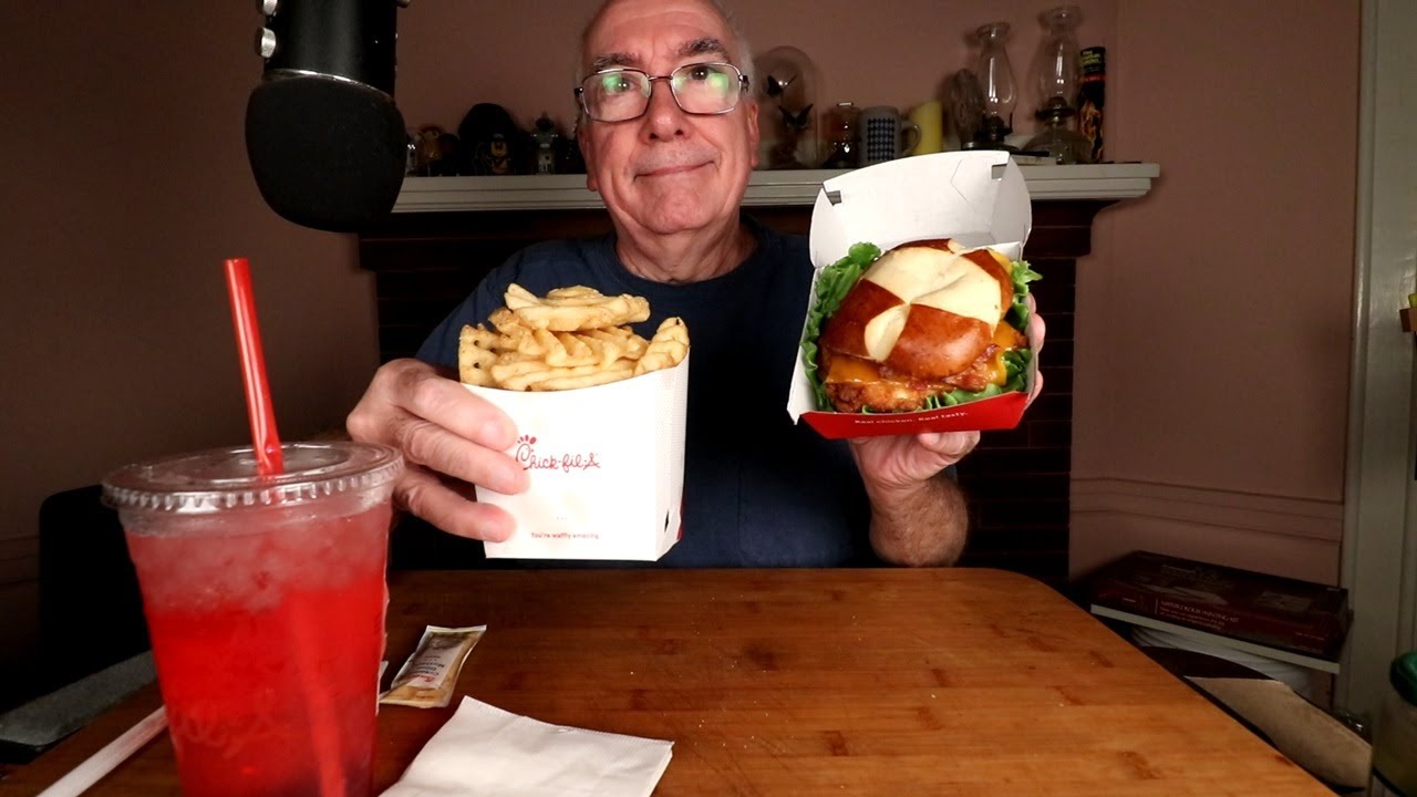 ASMR Chick-fil-A Pretzel Cheddar Club Meal Mukbang