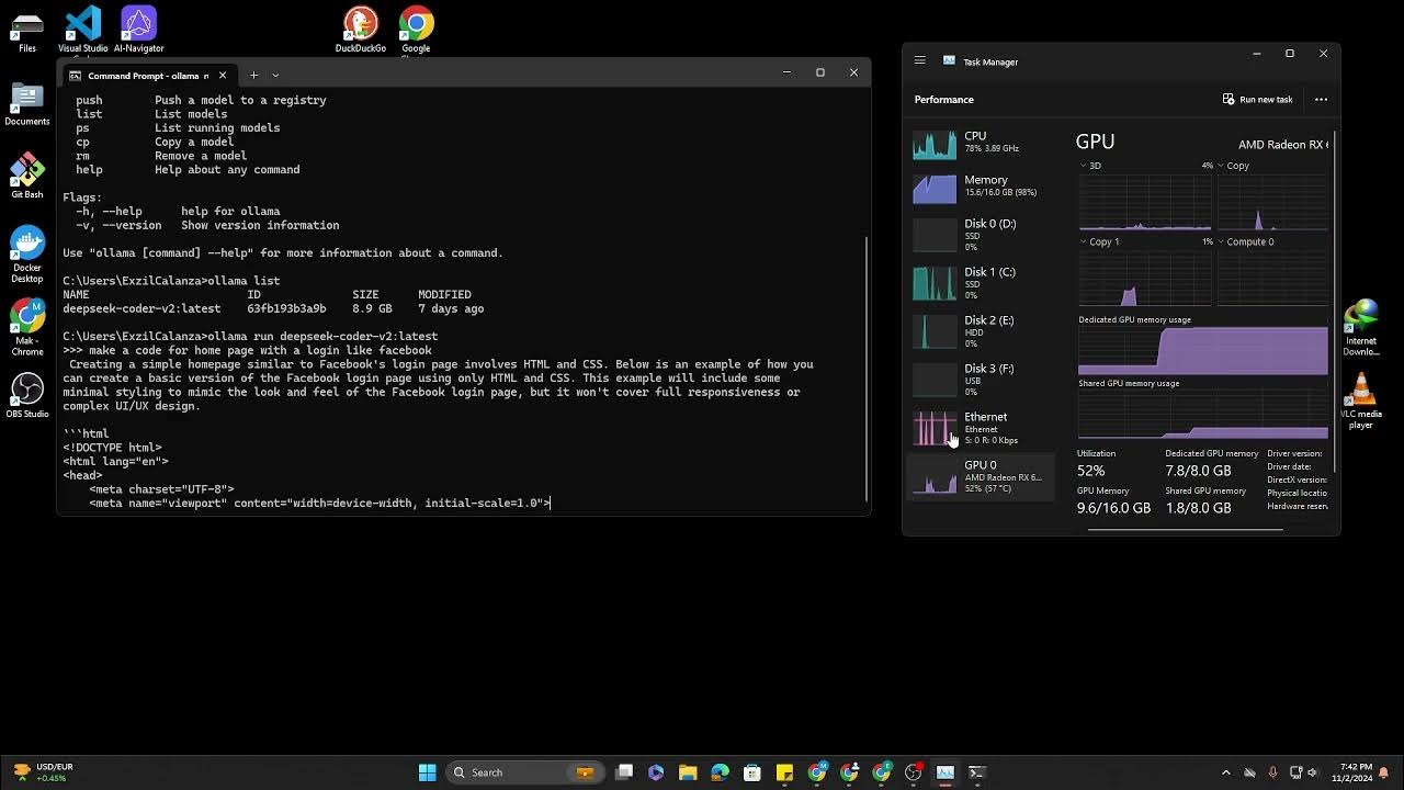  world s first running ollama on windows 11 with amd radeon rx 6600
