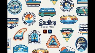 Surfing Design Pack Stock Graphics Download