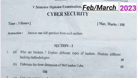 Cyber security question paper 2023 5th sem #diploma @Ndiplomainkannada
