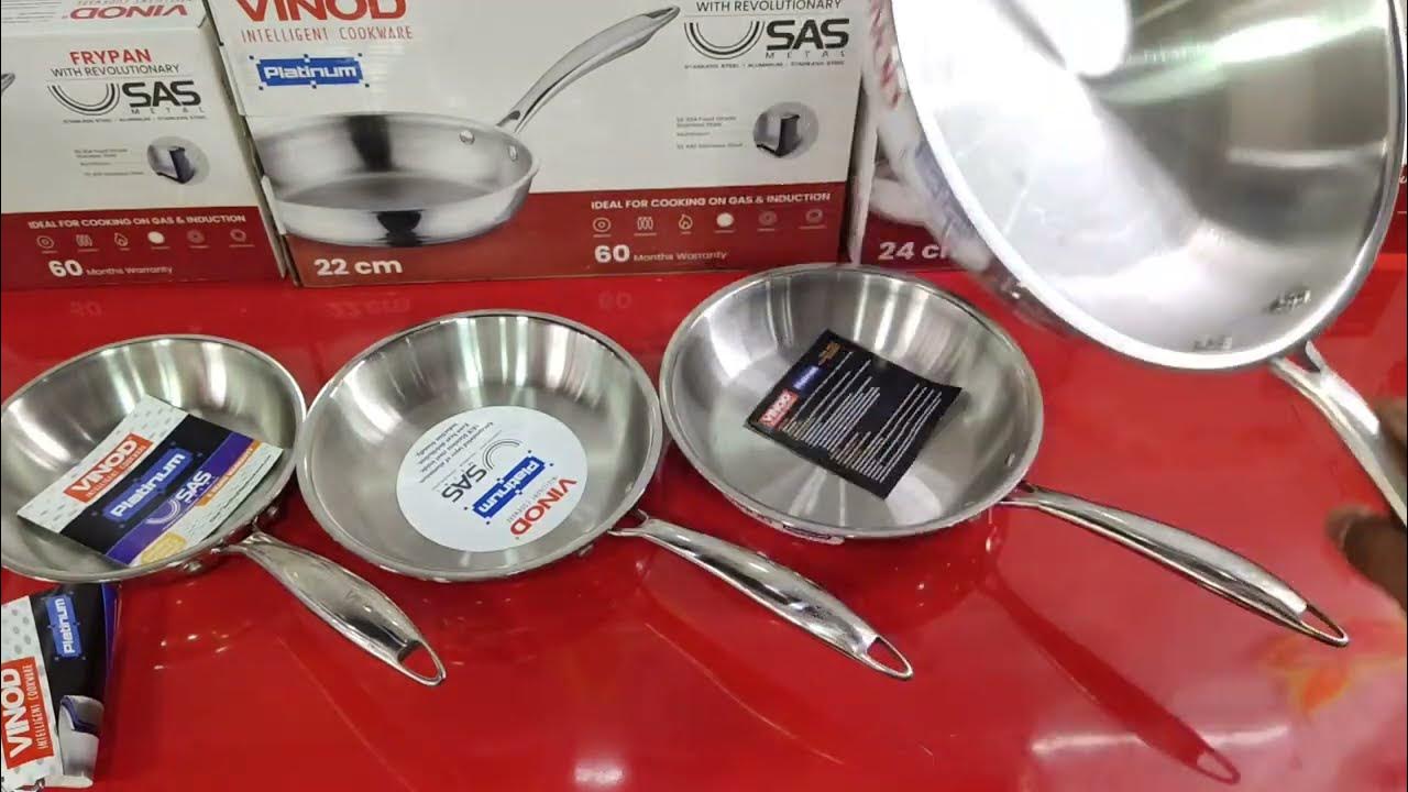 Vinod TriPly Steel Fry pans stainless steel all Size Frying pan