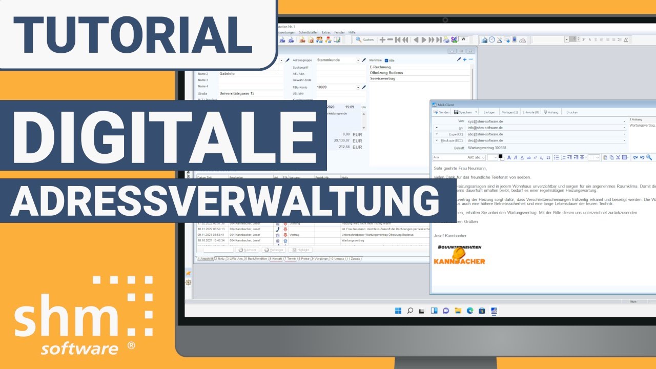 Adressverwaltung & CRM / shm Handwerkersoftware - YouTube