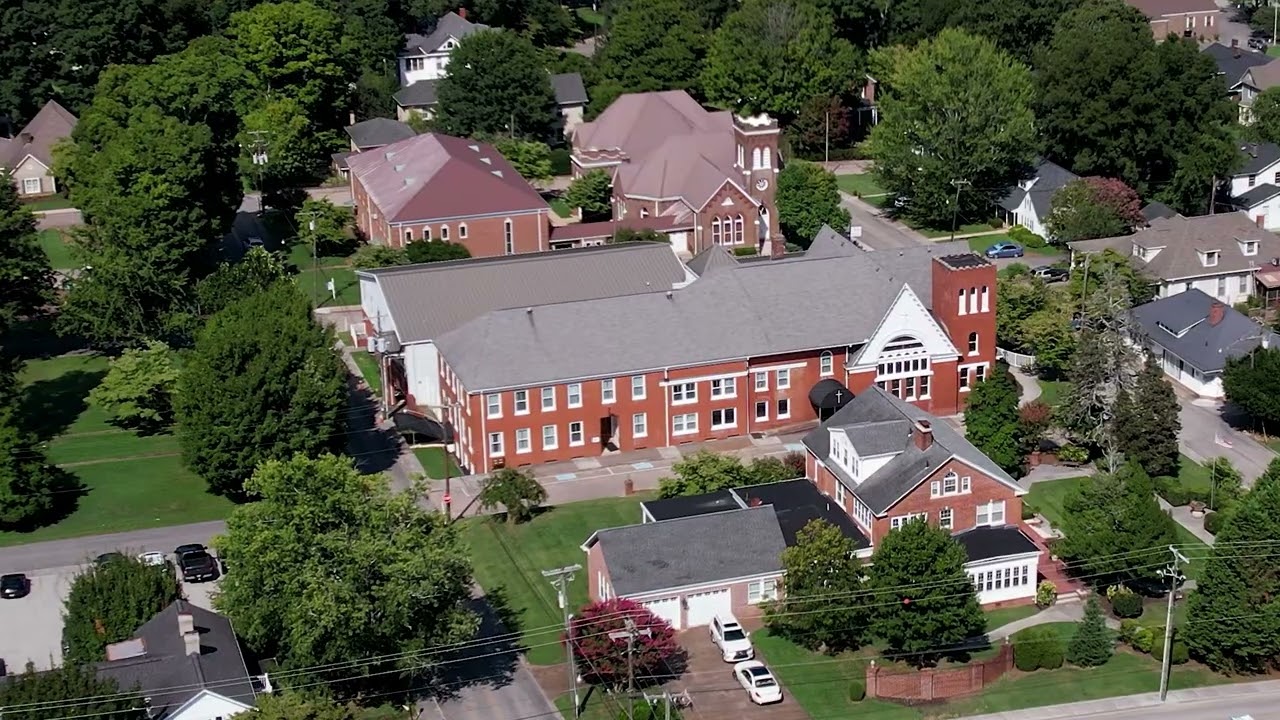 By drone - downtown Sweetwater, Tennessee