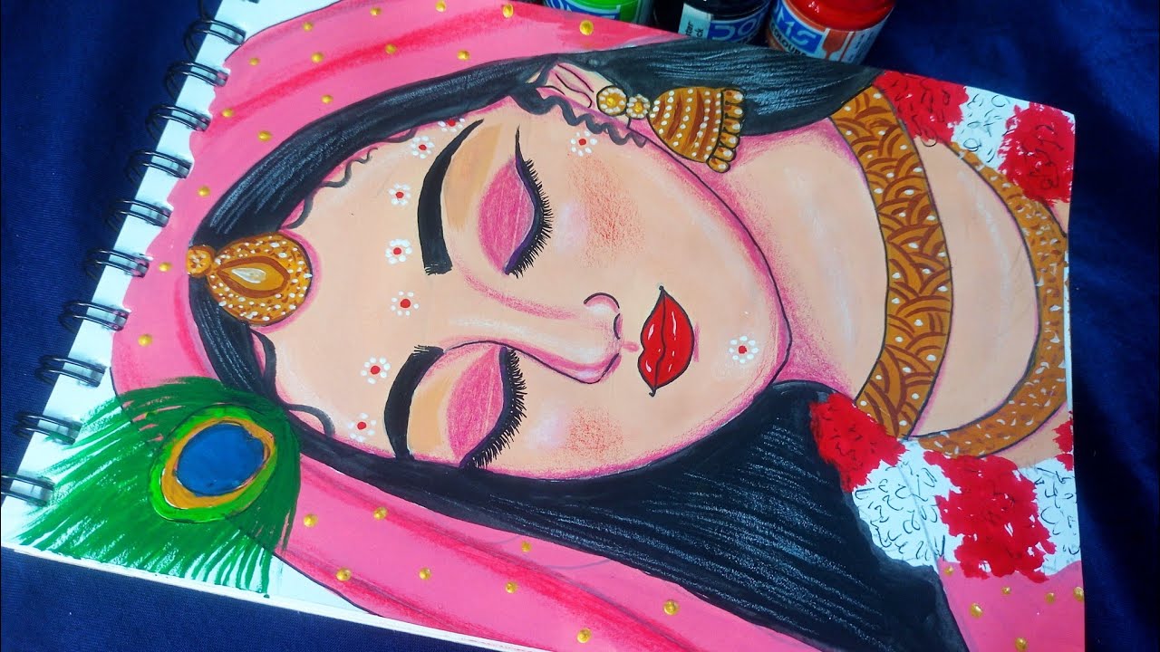 Radha rani drawing easy step by step|Radharani painting 🎨|Acrylic painting|Easy drawing||