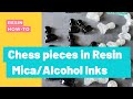 How to pour a medium chessboard with resin and mica powder/Alcohol inks