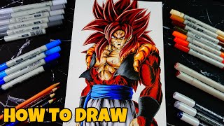 How to Draw GOGETA SSj4! Step by Step Drawing Tutorial