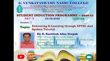 Enhancing E-Learning through NPTEL and Spoken Tutorial  l  Lecture by Dr.R.DEEPAK, AP/BBA, GVNC