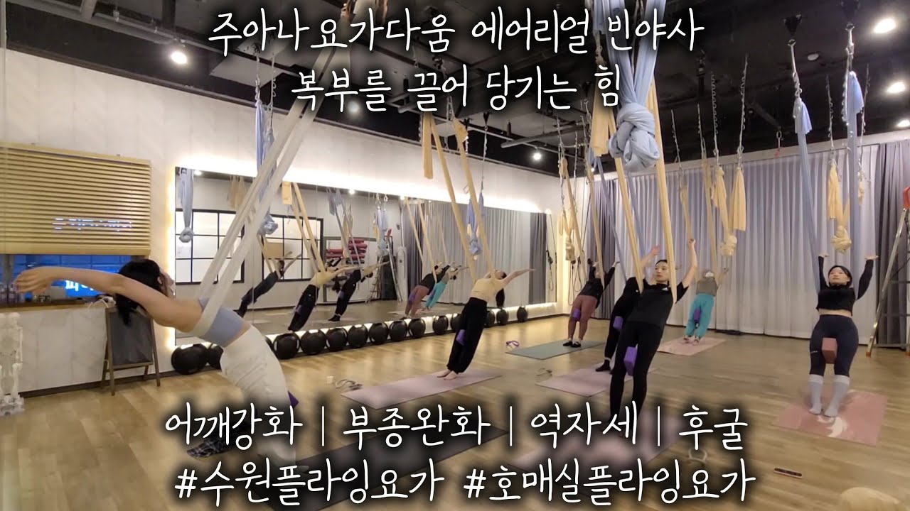 주아나요가다움 에어리얼 빈야사  복부를 끌어 당기는 힘 : 어깨강화│부종완화│역자세│후굴 #수원플라잉요가 #호매실플라잉요가