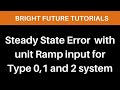 Steady state error when input is unit ramp signal