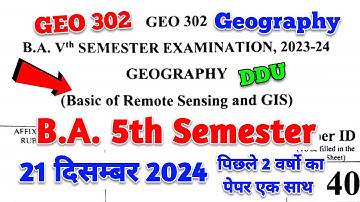 BA 5th semester geography paper 2 | ba 5th semester geography geo 302 | geo 302
