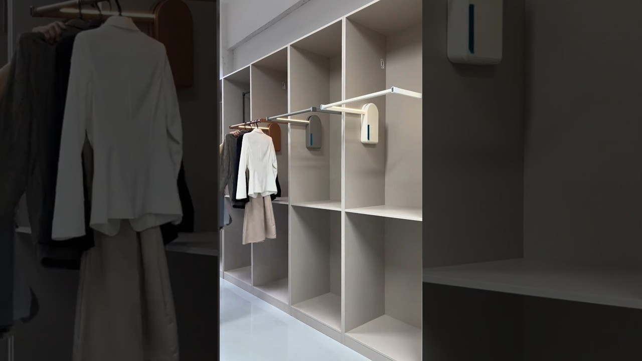 See How This Smart Wardrobe Pull Out Clothes Hanger Rail Works 