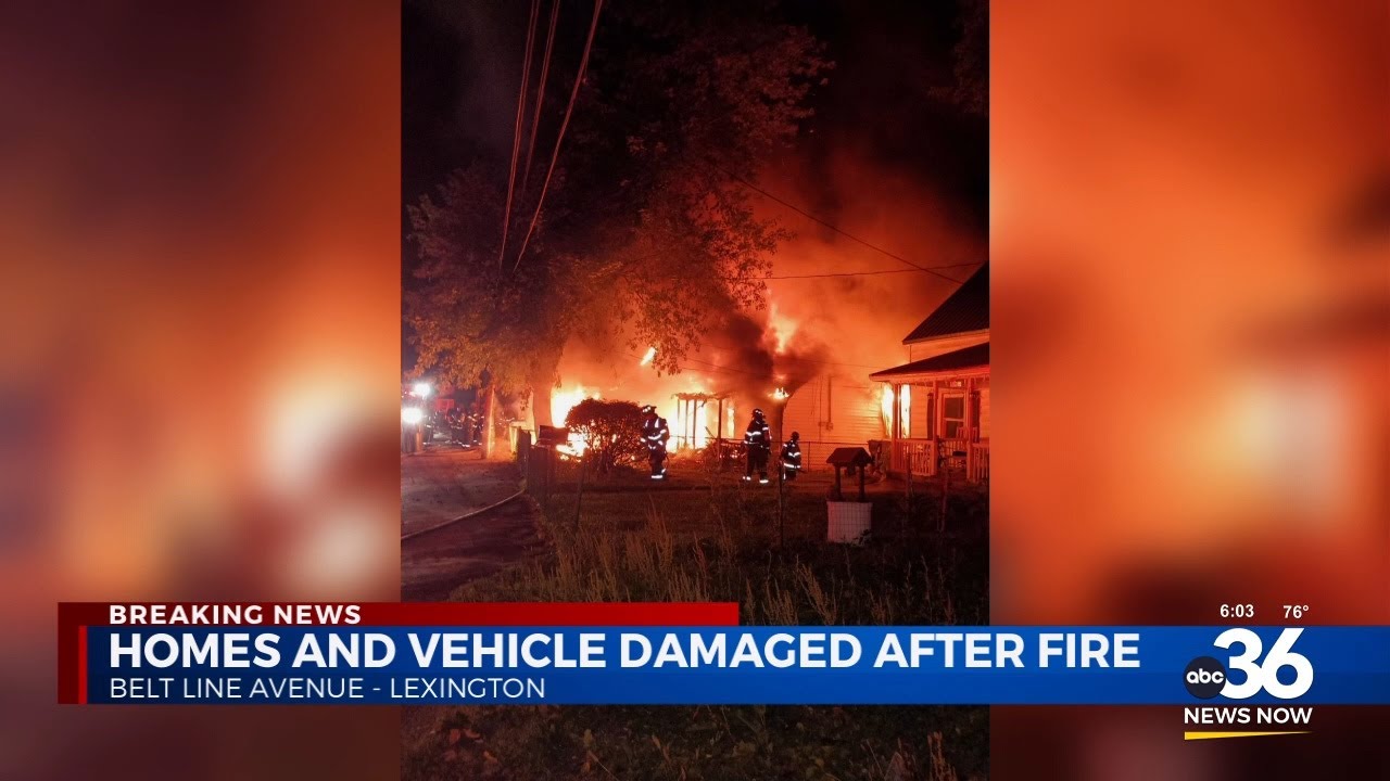 Homes and vehicle damaged after fire in Lexington - YouTube