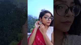 diy earring which looks beautiful with saree | red saree look | meesho bralette haul | #shorts ♥️♥️