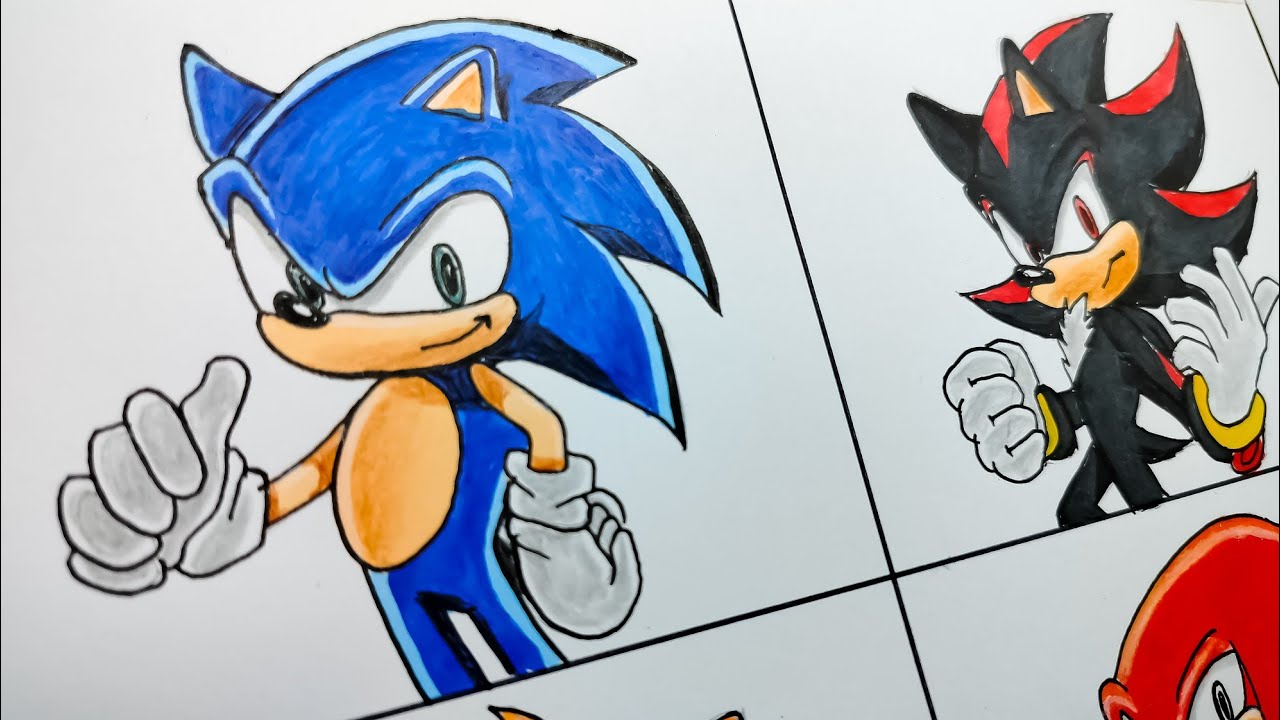 Drawing SONIC, SHADOW, TAILS and KNUCKLES in 4 Different Styles | Sonic ...