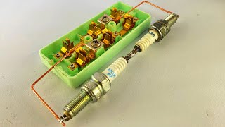 Powerful electric free energy generator with spark plug