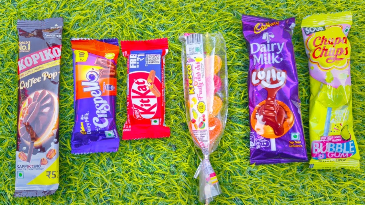 ASMR Most Popular Candys / some lots of colorful rainbow lollipop candy / unpacking chocolate eat