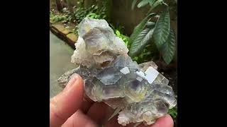 Video preview: Glassy Blue-Green Dodecahedral Fluorite with Quartz | Natural Mineral Specimen