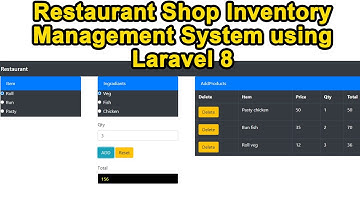 Restaurant Shop Inventory Management System using Laravel 8