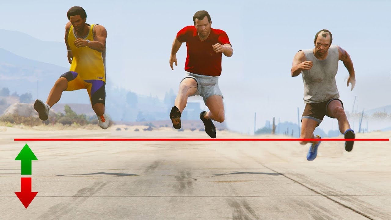 GTA 5 - Who Jumps Higher - Michael vs Franklin vs Trevor - YouTube