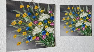 Blumen Blumenstrauß Malen Acryl Anfänger Echtzeit - Flowers Bouquet Easy Acrylic Painting Beginners