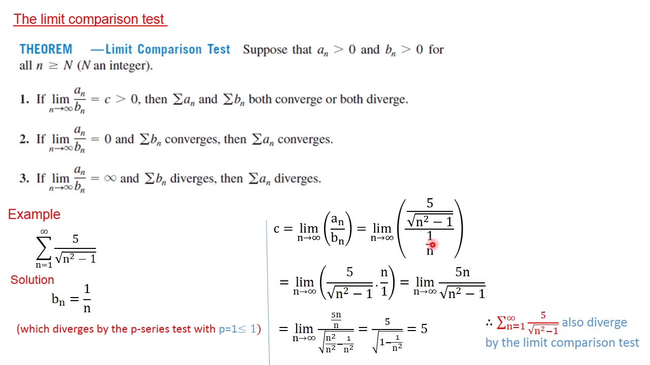 Limit Compar The limit comparison test - YouTube