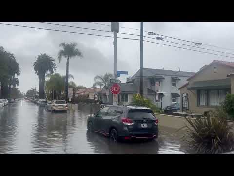 Floodwaters Swamp Streets of Long Beach Amid Atmospheric River Storm