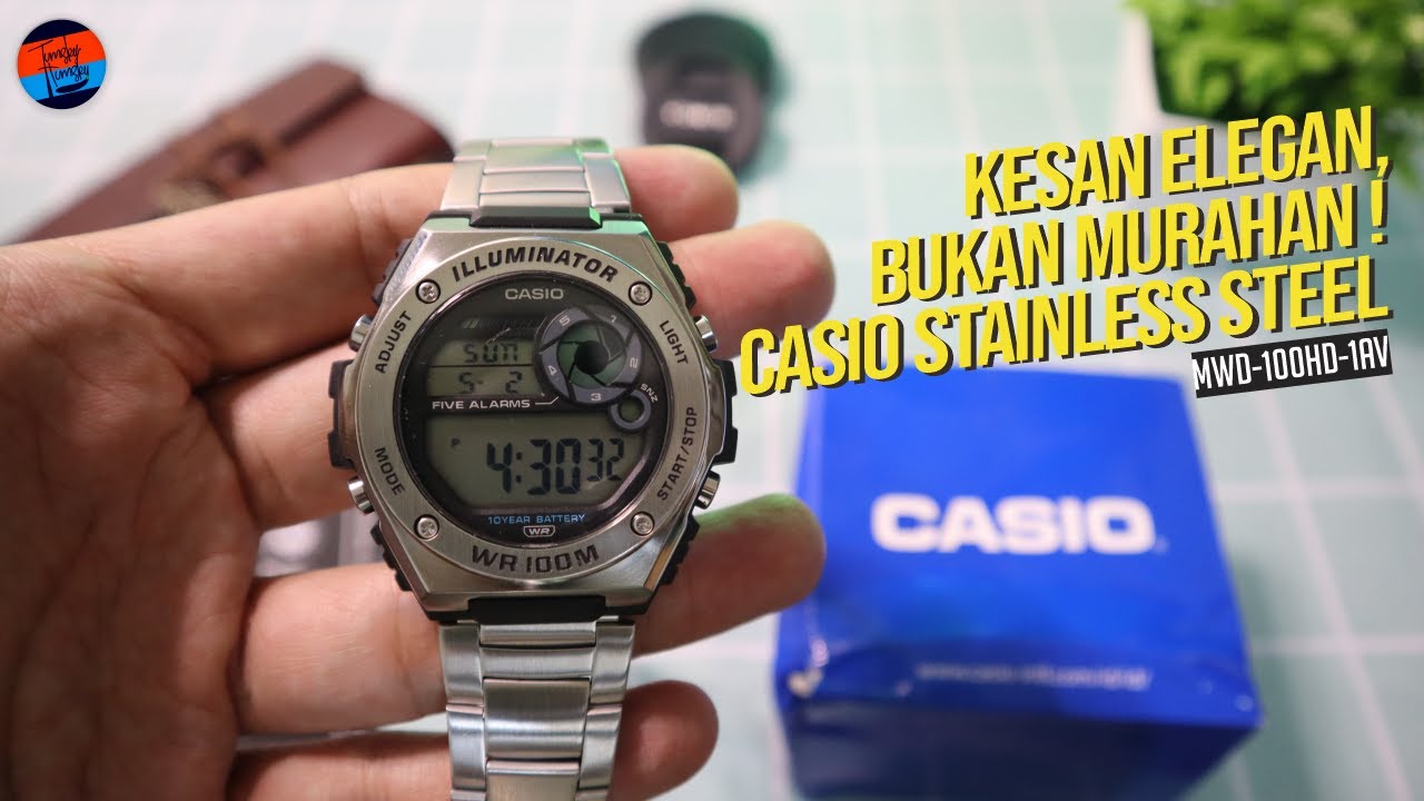 Jam Tangan Casio Digital stainless steel MWD100HD1AV Kesan Sporty