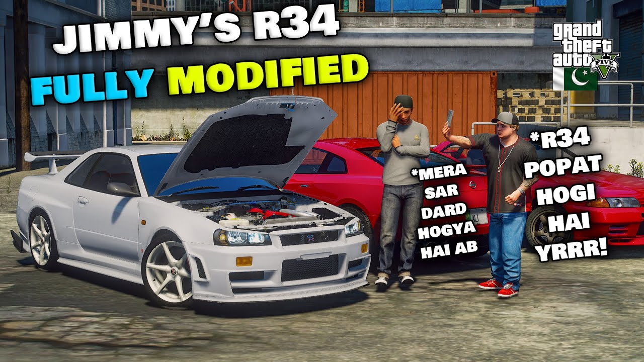JIMMY'S FULLY MODIFIED NISSAN GT-R R34 | ALI BHAI | GTA 5 MODS - YouTube