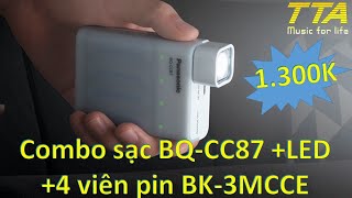 Combo bộ sạc Eneloop BQ-CC87+Đèn LED+4 Pin Eneloop 1900mA