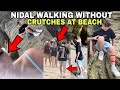 Nidal Wonder IS NOW at BEACH WALKING PROPERLY WITHOUT CRUTCHES After His ACCIDENT?! 😱😳**With Proof**