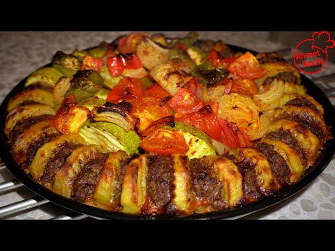 Auberginen mit Bulgurbällchen und Tomatensoße/bulgurköfteli patlican yemegi/meinerezepte. 