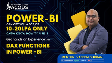 Power BI: Mastering DAX Functions with Mr. Vaseem Durrani | DAX Functions in one hour | ACODS