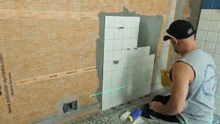Turning a large room into a walk-in shower ( 4x4 tiles everywhere!!) #tiles