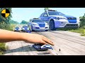 Big  small police cars vs giant hand slap  beamngdrive