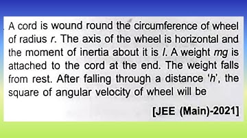 A cord is wound round the circumference of wheel of radius r. The axis of the...I Doubtify JEE