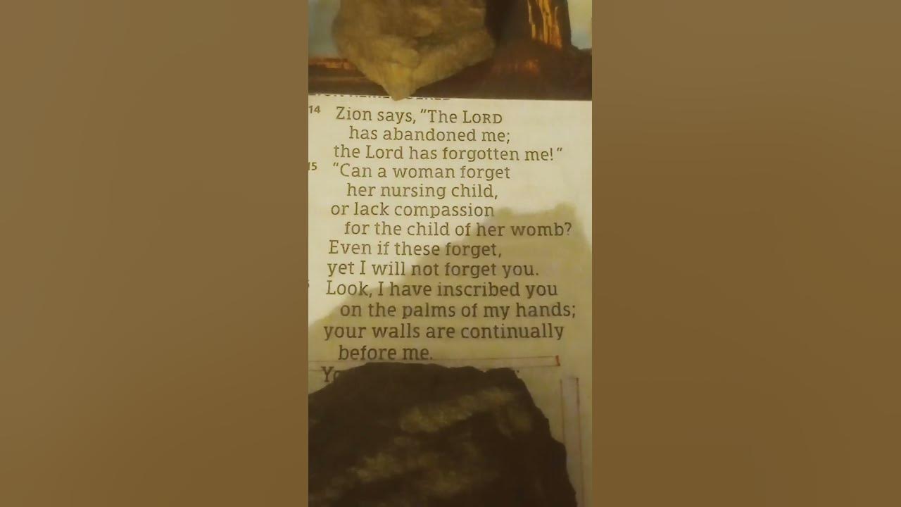Isaiah 49:14-16.  ..."I will NOT forget you." !!!