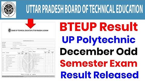 BTEUP Result 2019 2020 | UP Polytechnic December Odd Semester Exam Results