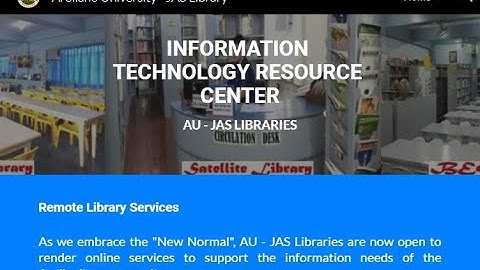 WELCOME TO AU JAS LIBRARY WEBSITE QUICK TOUR!