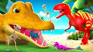 Jurassic Dinosaurs vs Magical Crocodile Cave - Color Crocodiles Attacks Dinos | Jurassic Park