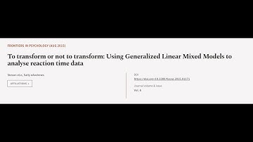 To transform or not to transform: Using Generalized Linear Mixed Models to analyse re... | RTCL.TV