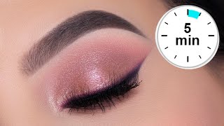 5 MINUTE Soft Glam Eye Makeup Tutorial | Rose Gold Eye Look screenshot 5
