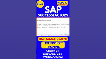 SAP SuccessFactors Time Management Training Online Class 43 22nd Aug 2025 #sapsuccessfactorstraining