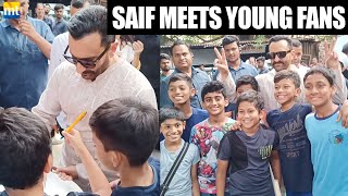 Saif Ali Khan meets his Young Fans after the shoot, Signs Autographs