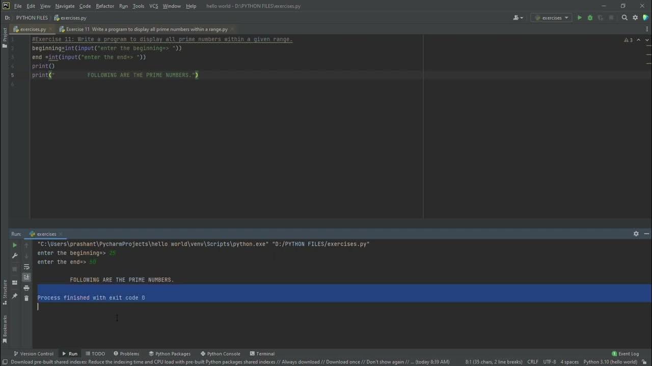 || Write a program to display all prime numbers within a given range ...