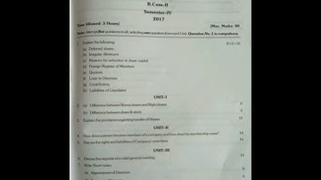 questions paper of corporate law bcom 4 sem 2016 and 2017