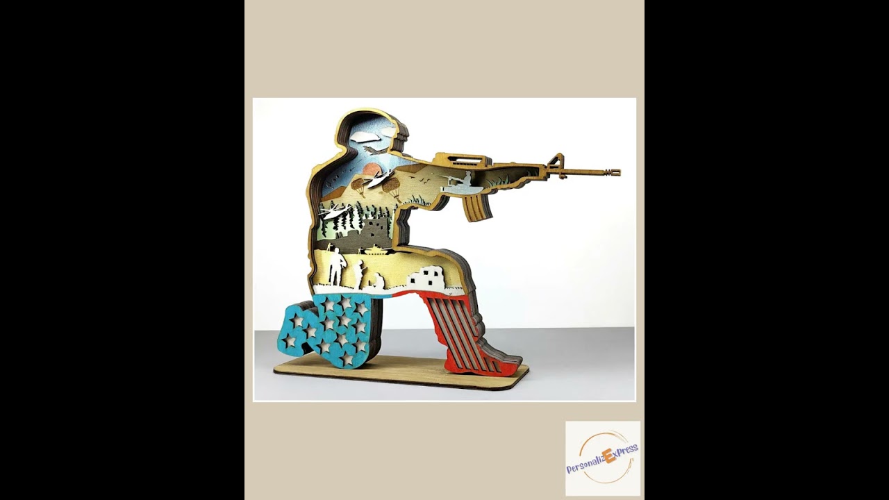 7 Layered Wood Soldier | Gift for Veteran | Flag | Patriotic