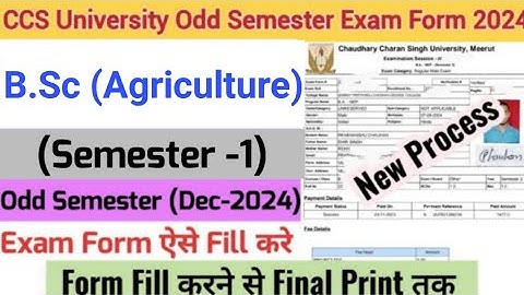 How to Fill CCSU Odd Semester Exam Form 2024 | CCSU B.Sc (Agriculture) Exam Form Fill Up 2024