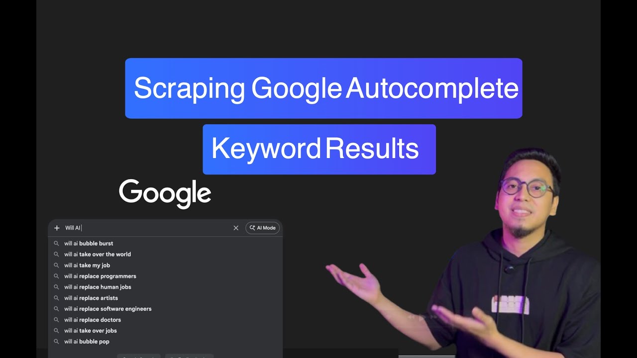 Scrape Google Autocomplete keywords using Python and Simple API - YouTube